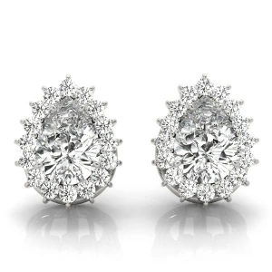 Elke Lab Grown Silver Halo Diamond Earrings