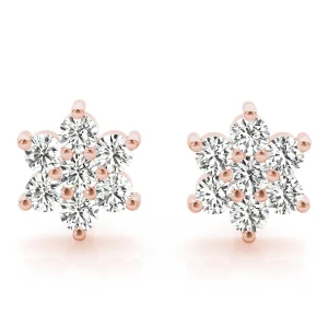 Basbas Lab Grown Rose Gold Diamond Cluster Earrings