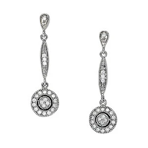 Freda Natural Diamond Yellow Gold Womens Drop Earrings