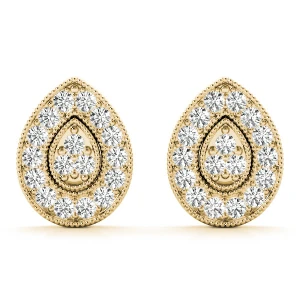 Fari Natural Yellow Gold Diamond Cluster Earrings