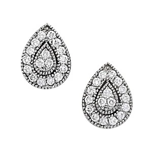  Faih 0.45 Carat Natural Round cut Diamond Cluster Earrings