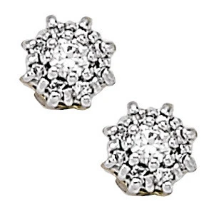  Fiala 0.32 Carat Natural Round cut Diamond Cluster Earrings