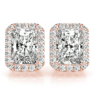 Edwena Lab Grown Rose Gold Halo Diamond Earrings