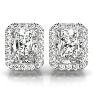 Edwena 0.25 - 7.00 Carat Lab-Created Emerald cut Halo Diamond Earrings