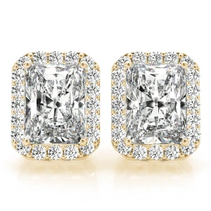 Edwena Lab-Created Yellow Gold Halo Diamond Earrings