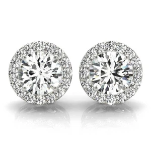 Rita Lab-Created Platinum 3 prong Halo Diamond Earrings