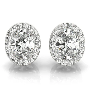  Eily 0.20 - 3.00 Carat Lab-Created Oval cut Halo Diamond Earrings