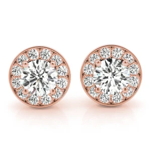 Eliise Lab-Created Rose Gold Halo Diamond Earrings