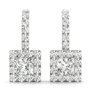  Eulah Lab-Created Platinum Halo Diamond Earrings