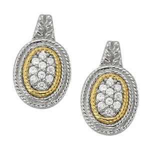  Feliza Natural White Gold Diamond Cluster Earrings
