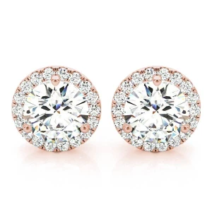 Enock Lab-Created Rose Gold Halo Diamond Earrings