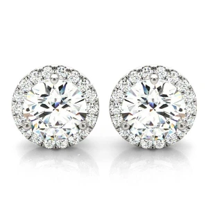 Enock Lab Grown Silver Halo Diamond Earrings