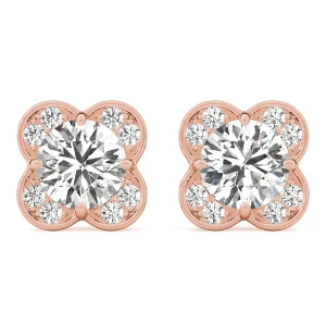 Estere Lab-Created Rose Gold Halo Diamond Earrings
