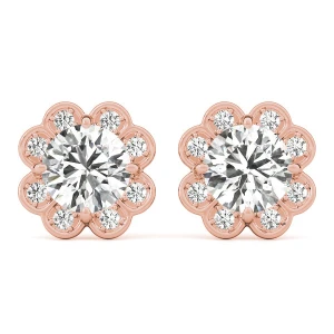 Eeva Lab-Created Rose Gold Halo Diamond Earrings