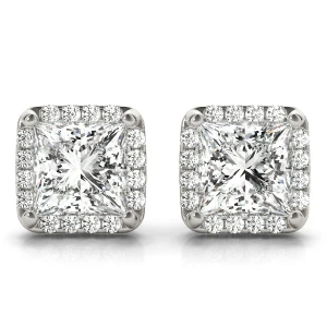 Edda Lab-Created Platinum Halo Diamond Earrings