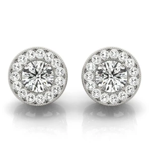  Evalie 0.25 - 0.80 Carat Natural Round cut Halo Diamond Earrings