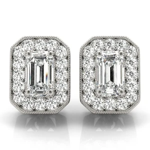 Egle Natural Silver Halo Diamond Earrings