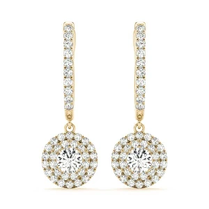 Eyana Natural Diamond Yellow Gold Womens Drop Earrings