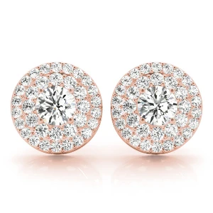 Elna Lab-Created Rose Gold Halo Diamond Earrings
