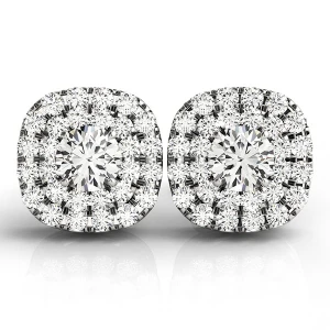 Ebba Lab Grown Silver Halo Diamond Earrings
