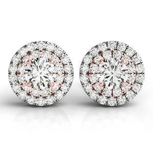 Egle Lab-Created Rose Gold Halo Diamond Earrings