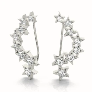 Dean Lab-Created Round cut Prong Set  Designer Diamond Earrings