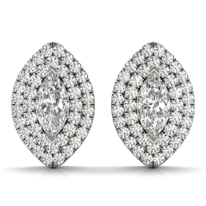 Eui Lab Grown Platinum Halo Diamond Earrings