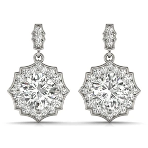  Elts Lab-Created Platinum Halo Diamond Earrings