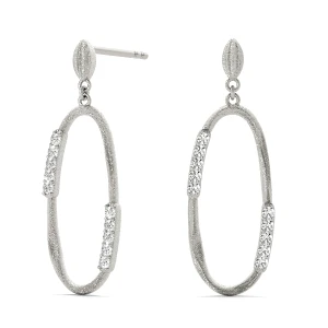 Daniel Lab Grown White Gold Prong Set  Designer Diamond Earrings