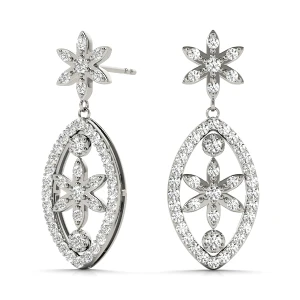 Daniel Lab Grown White Gold Prong Set Designer Diamond Earrings