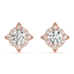 Evora Lab-Created Rose Gold Halo Diamond Earrings