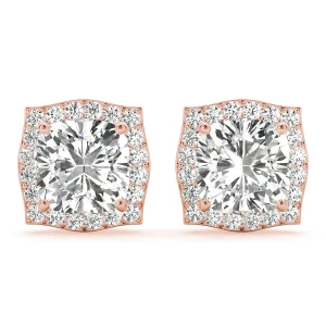 Elda Lab-Created Rose Gold Halo Diamond Earrings