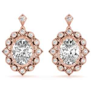 Elza Natural Diamond Rose Gold Womens Drop Earrings