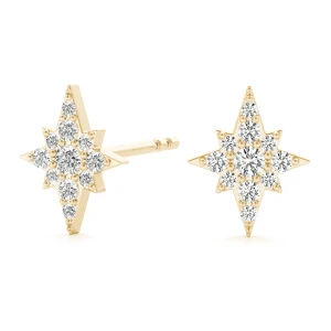 Paul Lab-Created Yellow Gold Pave Set  Designer Diamond Earrings