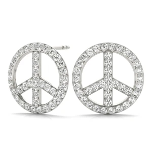 Oliver Lab-Created White Gold Pave Set  Designer Diamond Earrings