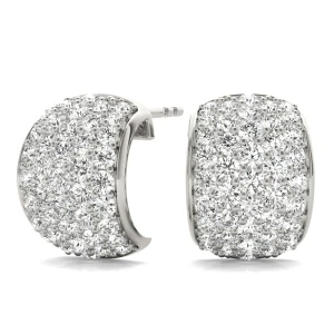 Florence Lab-Created Round cut Pave Set  Studs Diamond Earrings