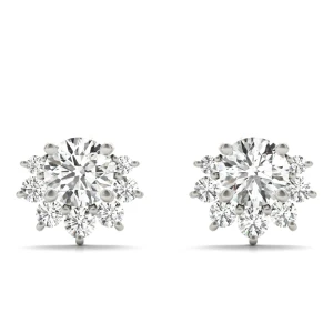 Raynaa 0.70 Carat Natural Round cut Diamond Cluster Earrings