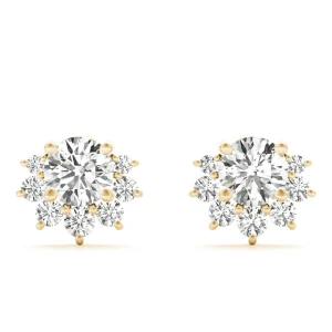 Raynaa Natural Yellow Gold Diamond Cluster Earrings
