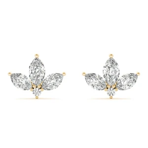 Badah Natural Yellow Gold Diamond Cluster Earrings