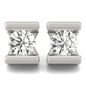  Enya Lab-Created Diamond Silver Studs Earrings