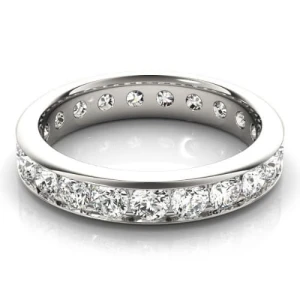 Elyssa Lab-Created Silver Channel Set  Diamond Ring