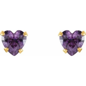 Rhea Amethyst 4 Prong Studs Diamond Earrings