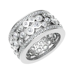 Ebbot Lab-Created White Gold Bezel  Diamond Ring