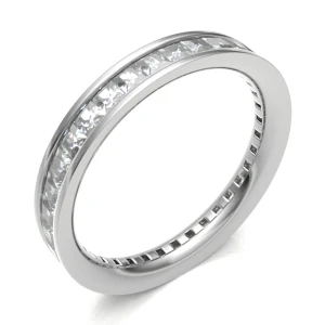 Eadgyfu Lab-Created Platinum Channel Set  Diamond Ring