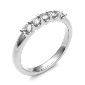 Deiren Lab-Created White Gold 4 Prong 5 Stone Diamond Ring