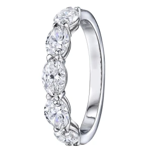 Delicah Lab-Created White Gold 4 Prong 5 Stone Diamond Ring