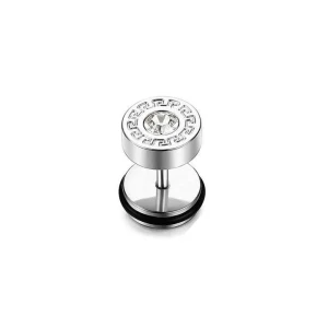 Lab-Created Round cut Bezel Set  Men's Diamond Earrings
