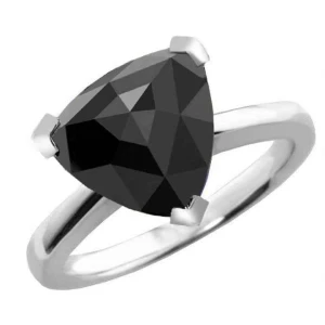 Graceline Trillion cut 3 Prong  Black Diamond Engagement Ring