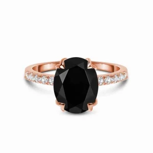 Sobiya Black Diamond Yellow Gold 4 Prong Halo Engagement Ring