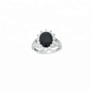 Sheila Black Diamond 4 Prong Halo Engagement Ring